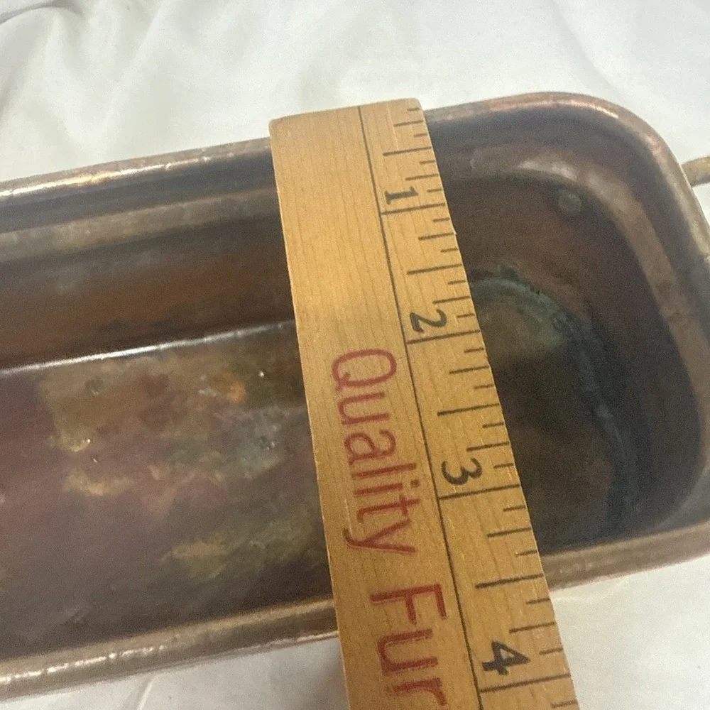 Antique Copper Fish Poacher Pan Ornate Brass Handles No Mark Incomplete Vessel